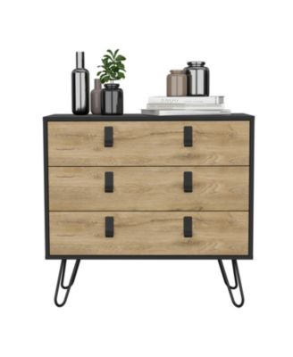 Huna Dresser 29" H, 3-Drawer organiser, Modern Chest of Drawers with Hairpin Legs and Metal Accents