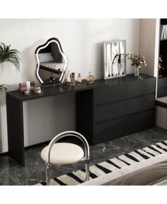 1Pc MDF 6-Drawer, Rotatable Desktop L-Shaped Chest of Drawers