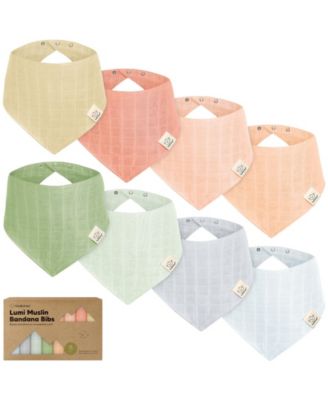 8pk Lumi Muslin Baby Bibs, Bandana Bibs for Baby Boy, Baby Girl, Muslin Drool Bib for Newborn, Toddler