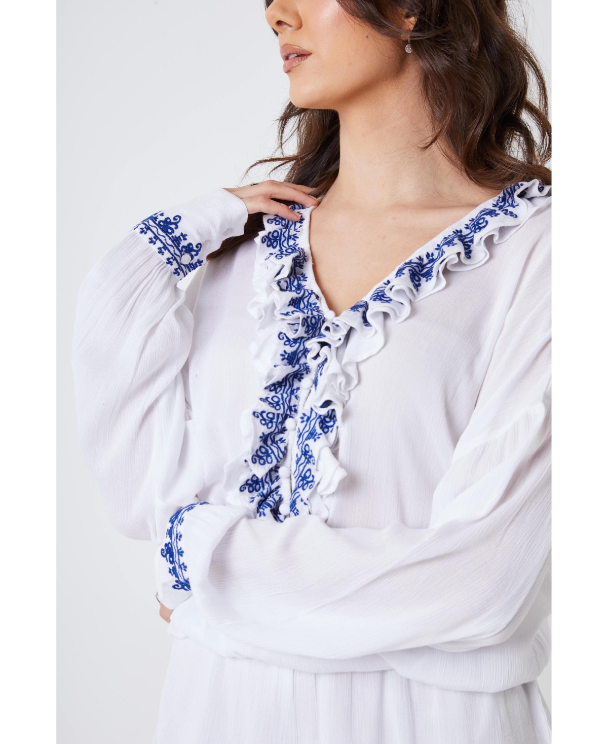 Creea the Label Women's Ruffle Long Sleeve Romper