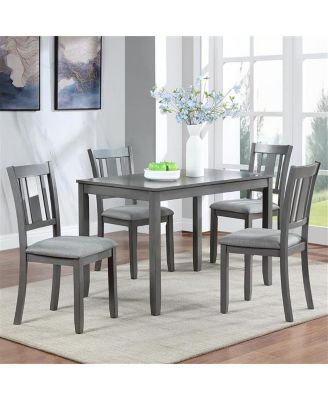 Wooden Dining Chairs Set of 4, Kitchen Chair with Padded Seat, Upholstered Side Chair for Dining Room, Living Room, Gray
