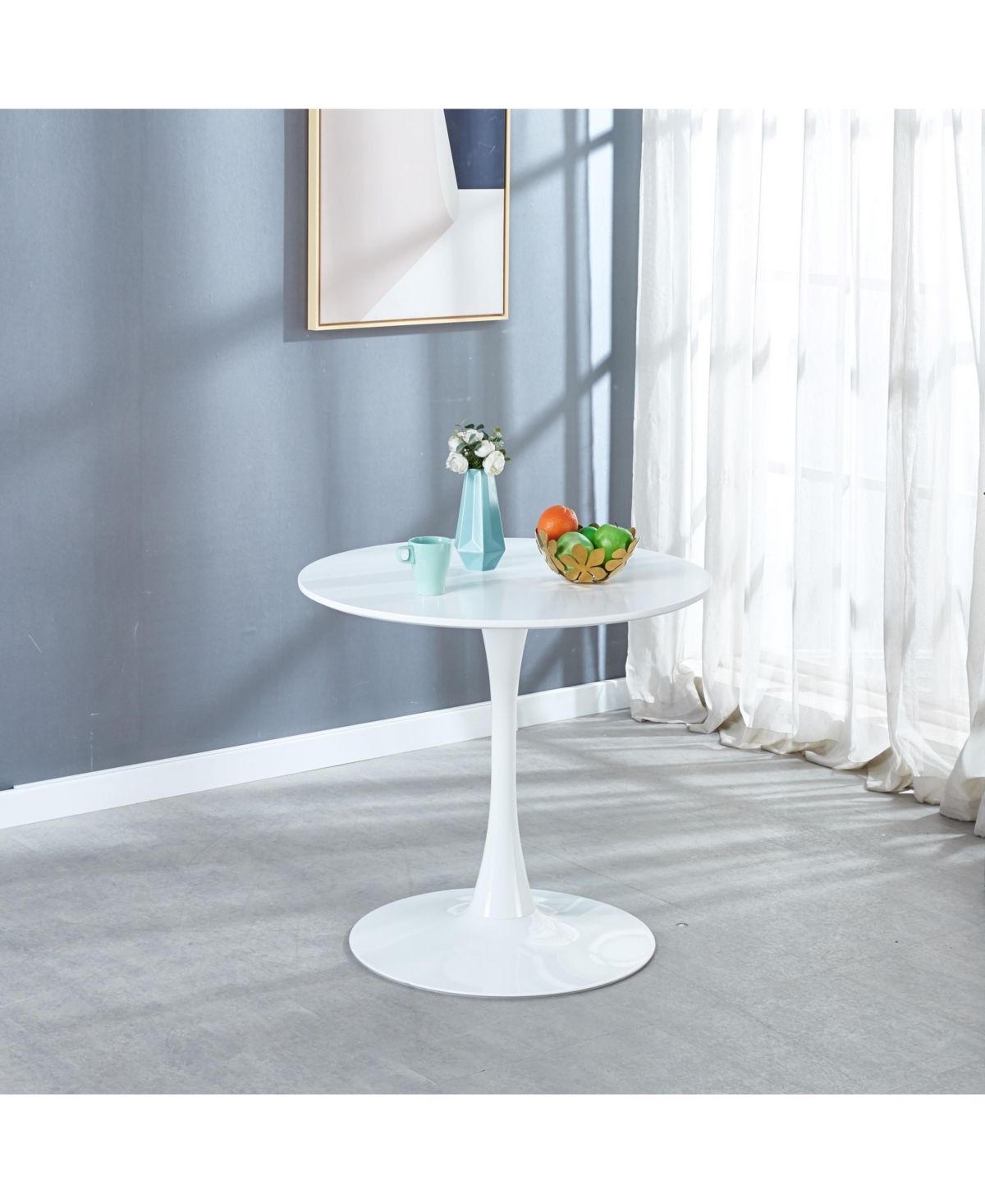Slickblue Mid-Century Tulip Dining Table for 2-4 People with Round Mdf Top for Stylish Dining Spaces
