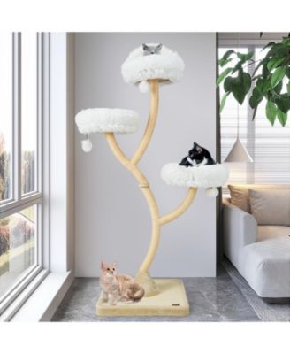 70 Inch Tall Cat Tree 4-Layer Cat Tower with 3 Perches and Dangling Balls