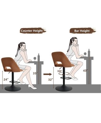 2-Pc. Fabric 360° Swivel Adjustable Barstools