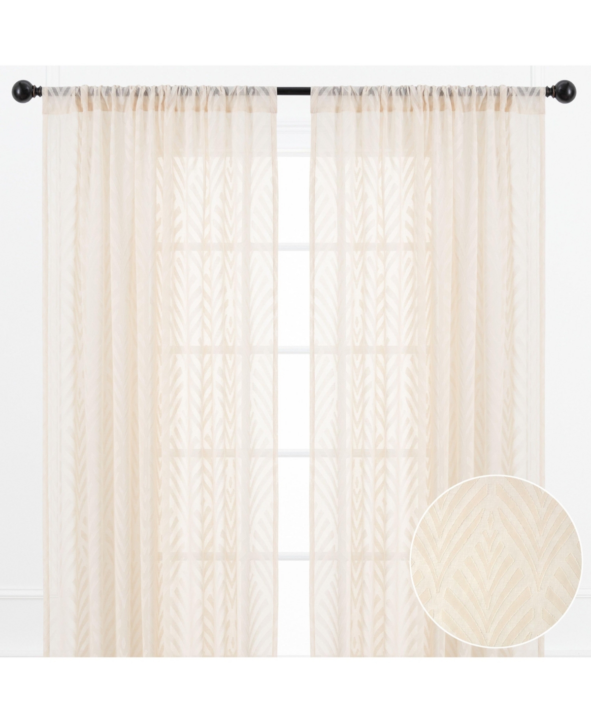 Premium Quatrefoil Voile Sheer Curtains - 2-Panel Light Filtering Curtains for Living Room, Bedroom, Kitchen - 52" x 63" - Beige - Quatrefoil
