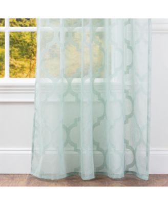 Premium Quatrefoil Voile Sheer Curtains - 2-Panel Light Filtering Curtains for Living Room, Bedroom, Kitchen - 52" x 84" - Sage