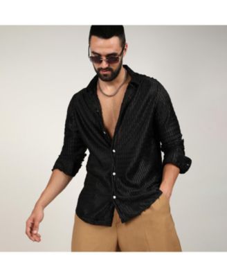 Men's Onyx Black Curly-Creased Shirt