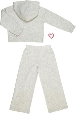 Toddler Girls Hoodie Leg Sweatpants Lounge and Hair Tie Sets