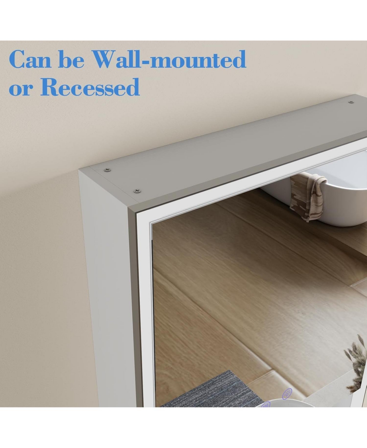 Lalahoo Bathroom Medicine Cabinet with 3-Color Mode Led Lights 28 x Recessed Medicine Cabinet or Surface Mount Medicine Cabinet with Socket Us