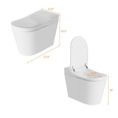 27.9x15.4x19.3 in Smart Toilet All-in-one - UV Sterilization, Radar Sensing Flip Cover, Instant Cleaning, Warm Air Drying,US Standard 110V