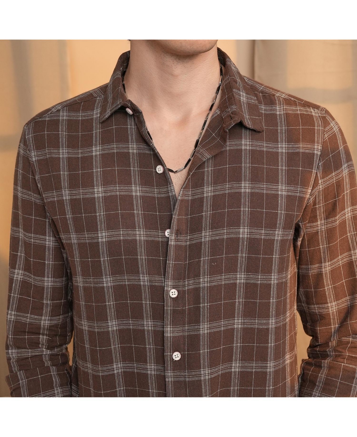 Campus Sutra Men's Chocolate Brown Tartan Plaid Shirt