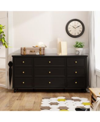 Modern 9-Drawer Wooden Chest of Drawers