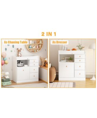 Changing Table With 5-Drawers,Kids Dresser with Shelf