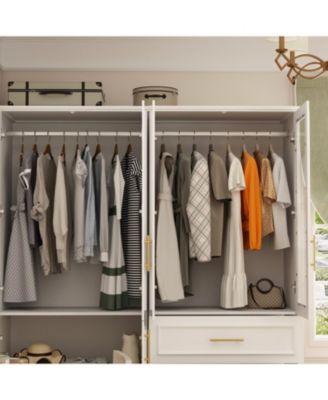 8-Door Big Armoires with Hanging Rods, Drawers, Shelves