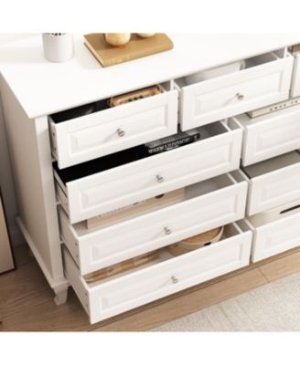 9-Drawer Gray Wood Dresser Bedroom Storage Cabinet Modern Style