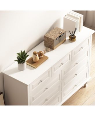 9-Drawer Gray Wood Dresser Bedroom Storage Cabinet Modern Style