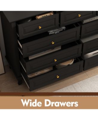 9-Drawer Gray Wood Dresser Bedroom Storage Cabinet Modern Style