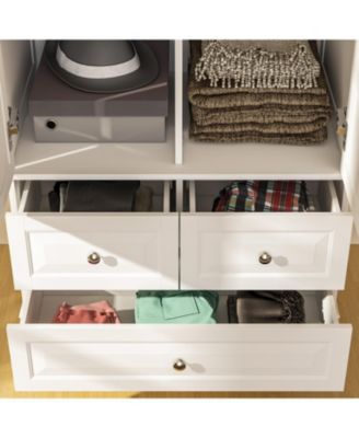 Wood 2-Door Armoire with Hanging Rod, 3-Drawer, Adjustable Shelves – Wardrobe Cabinet