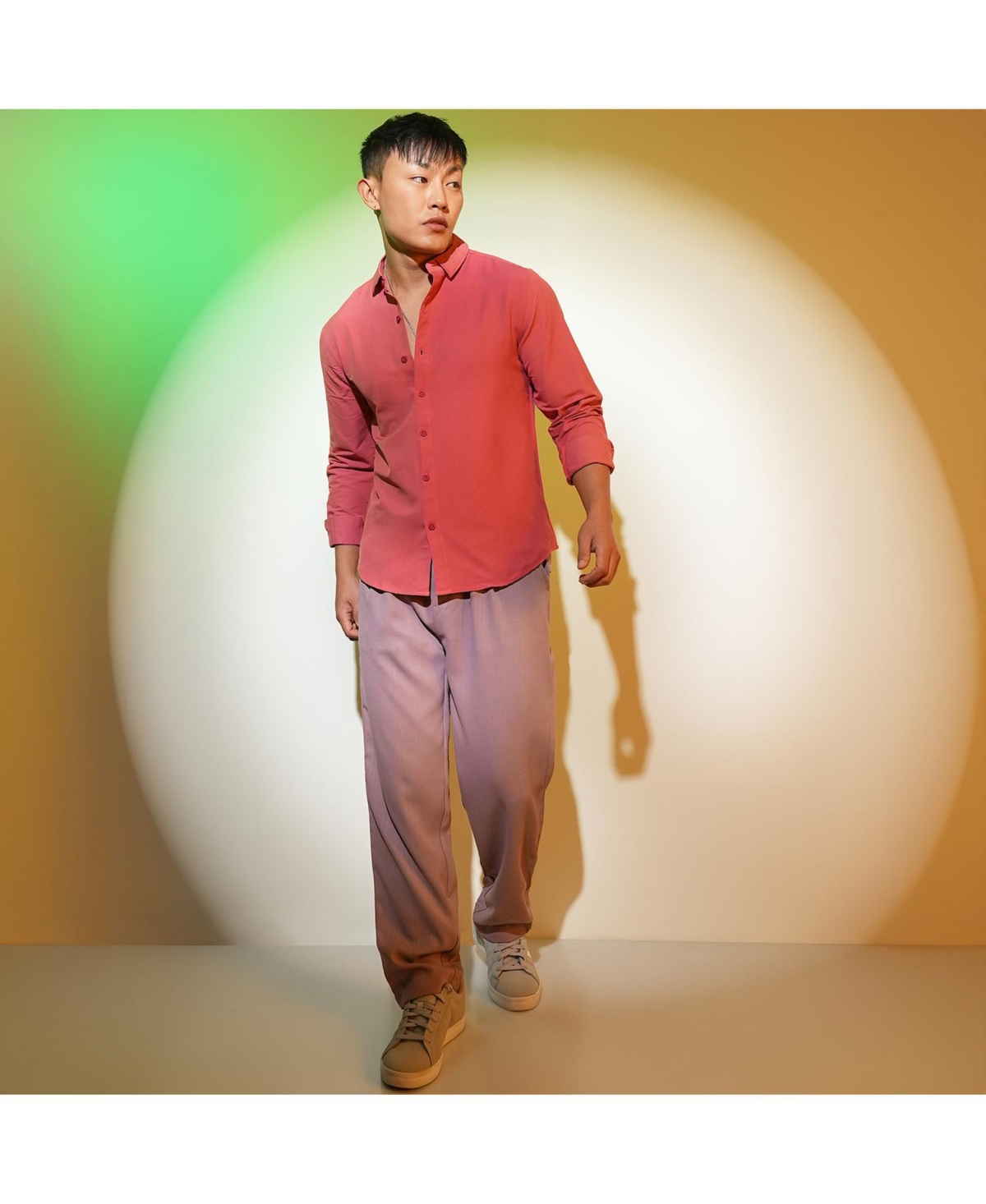 Campus Sutra Men's CoralSolid Basic Shirt - Pink