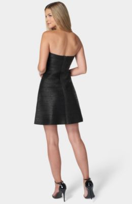 Women's Foil Bandage Strapless A-Line Dress