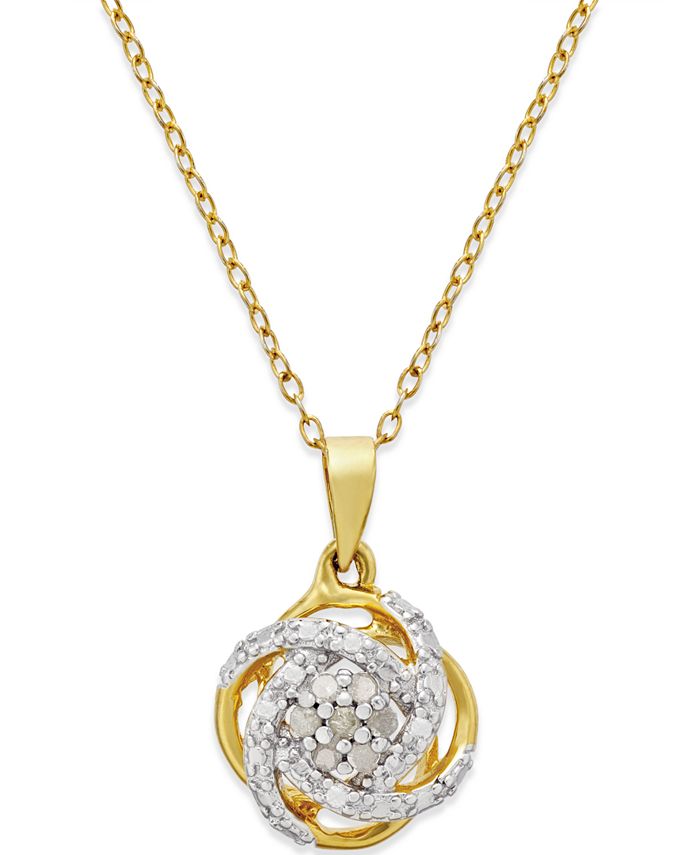 Macys Diamond Love Knot 18 Pendant Necklace 110 Ct Tw In 18k