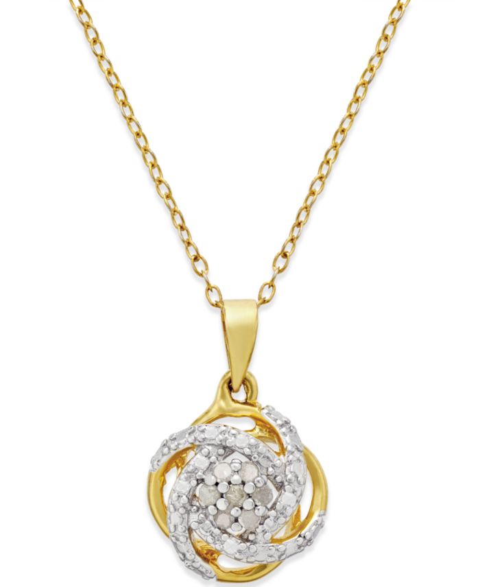 Diamond Love Knot 18" Pendant Necklace (1/10 ct. t.w.) in 18k Gold-Plated