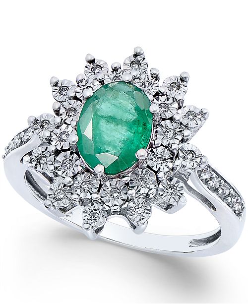 Macy's Emerald (11/5 ct. t.w.) and Diamond (1/5 ct. t.w.) Ring in 14k