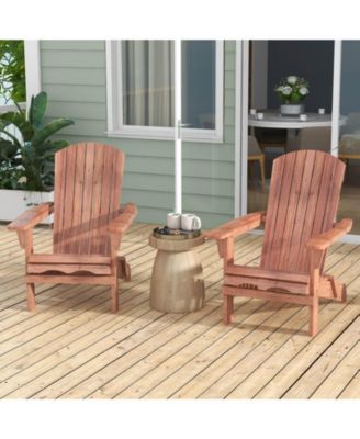Folding Adirondack Chair Set of 1 with High Backrest & Wide Armrests Wooden