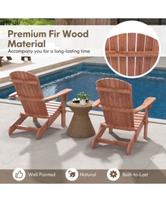 Folding Adirondack Chair Set of 1 with High Backrest & Wide Armrests Wooden