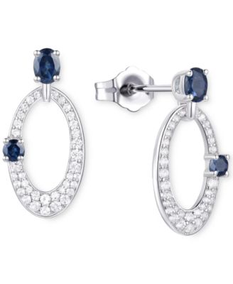 Ruby (5/8 ct. t.w.) & Diamond (1/3 ct. t.w.) Oval Doorknocker Drop Earrings in 14k Gold (Also available in Emerald & Sapphire)