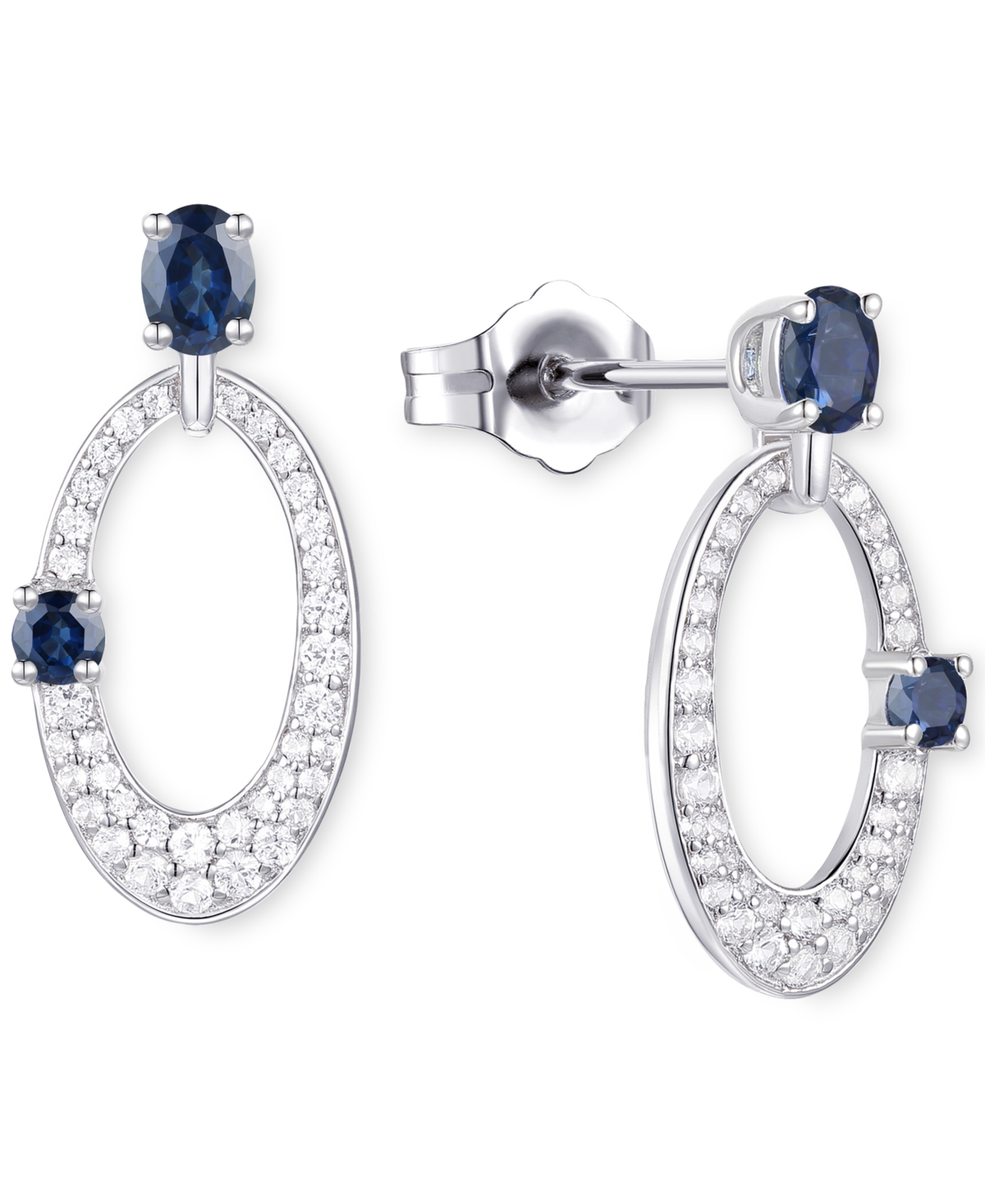 Macy's Ruby (5/8 Ct. T.w.) & Diamond (1/3 Ct. T.w.) Oval Doorknocker Drop Earrings In 14k Gold (also Availa In Sapphire