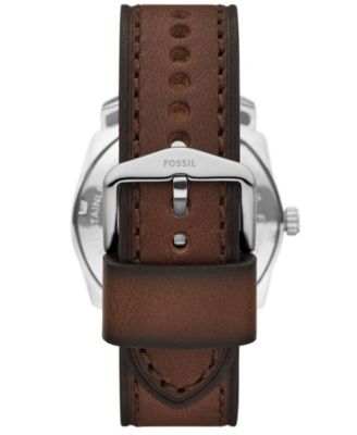 Men's Machine Three-Hand Green Dial Brown Leather Watch, 42mm
