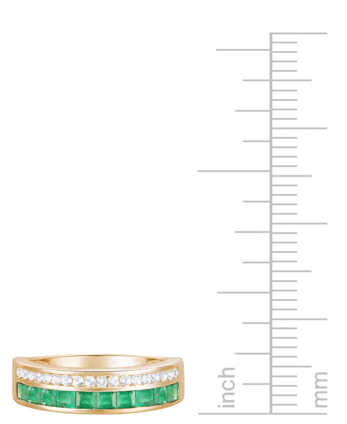 MACY'S EMERALD (7/8 CT. T.W.) & DIAMOND (1/5 CT. T.W.) DOUBLE ROW BAND IN 14K GOLD