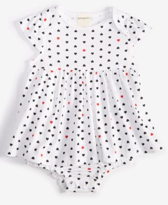 First Impressions - Baby Girls Tonal Hearts Skirted Sunsuit