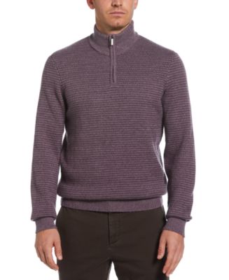 Perry Ellis Men s Textured Long Sleeve Quarter Zip Sweater Macy s