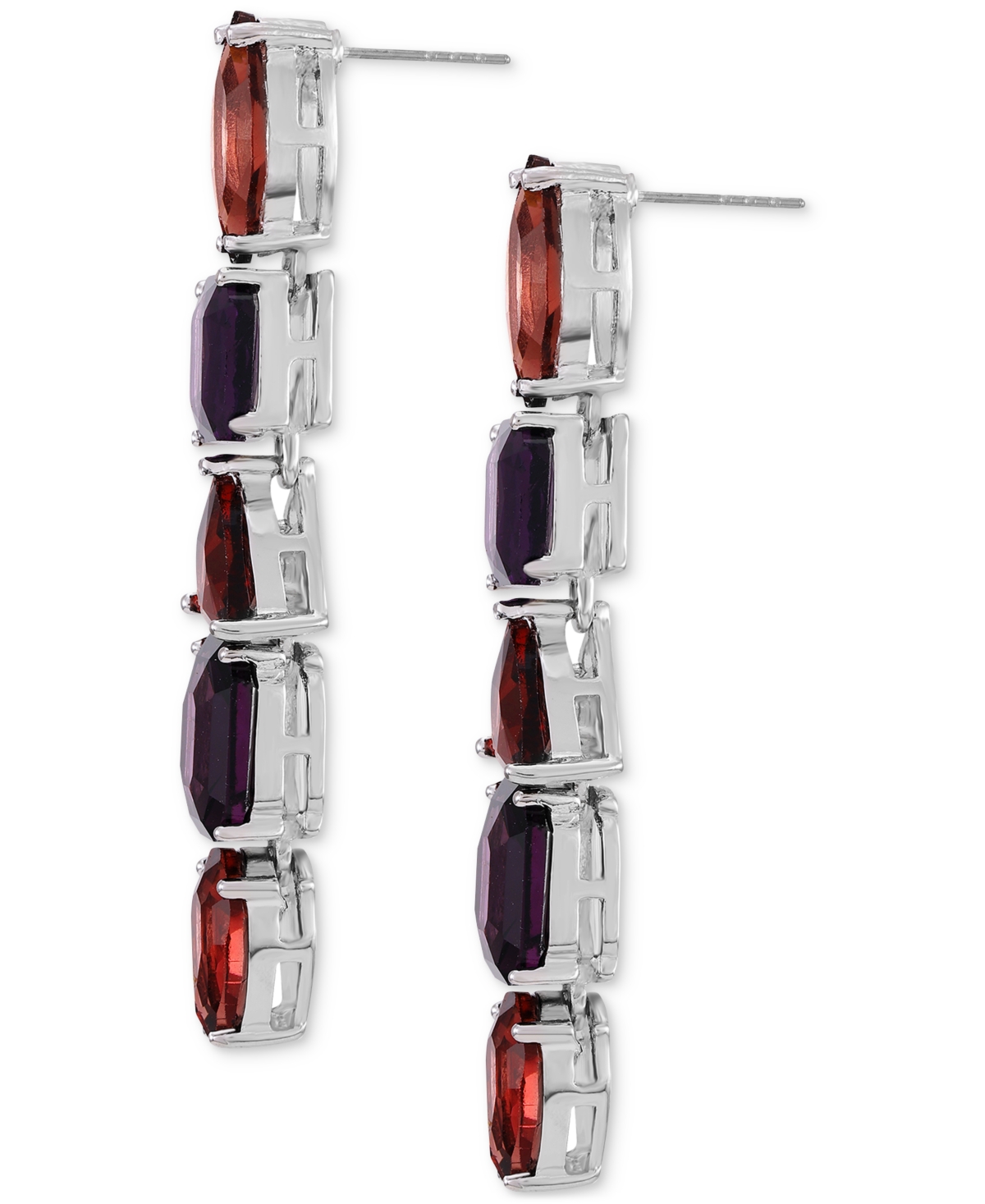 GuessTone Mixed Color Crystal Linear Drop Earrings - Silver