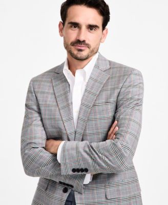 Men's Plaid Wool-Blend Stretch Regular-Fit Sports Coat