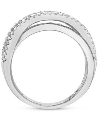 Diamond Crossover Statement Ring (1 ct. t.w.) in 14k White Gold