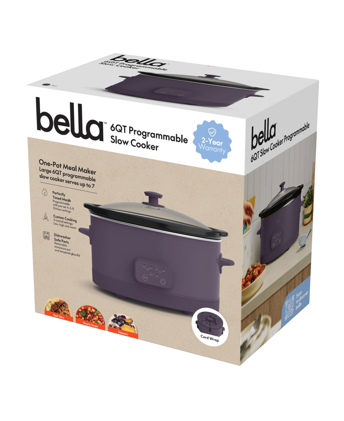 Bella 6-qt. Programmable Slow Cooker In Plum