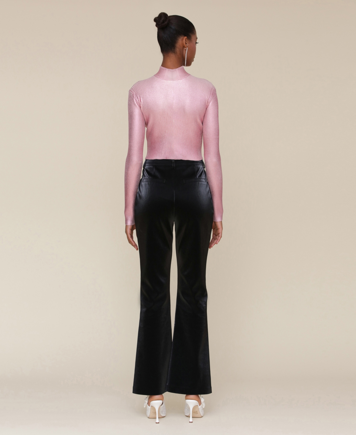 Avec Les Filles Women's Pintuck Kick-Flare High-Rise Pants