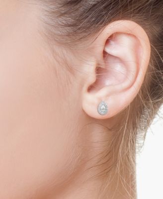 EFFY&reg; Diamond Pear Halo Stud Earrings (1/2 ct. t.w.) in 14k White Gold