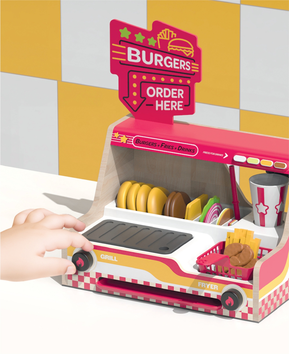Geoffrey's Toy Box Grill Fry Burger Counter Playset In No Color