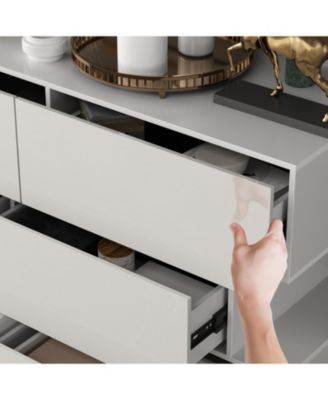 High Gloss White Wood 6-Drawer Chest of Drawers