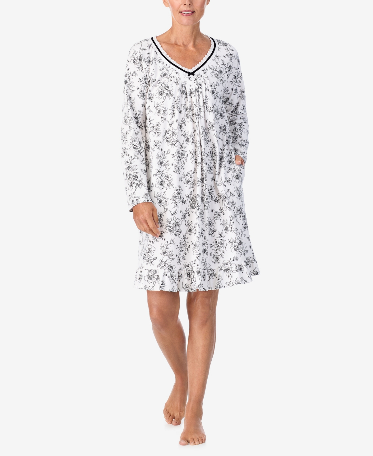 Aria Women's Long Sleeve Sleepshirt In Floral Print