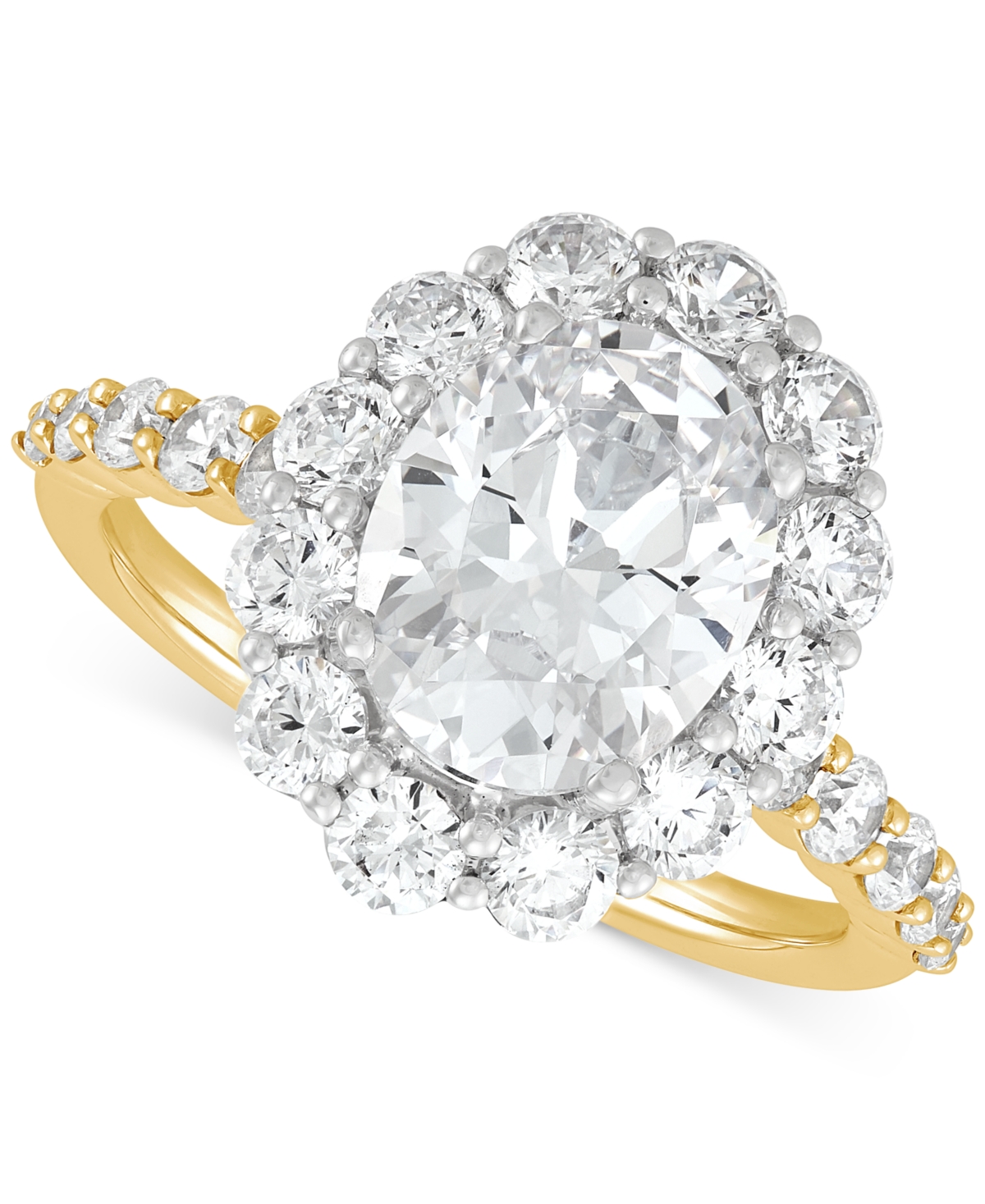 Grown With Love Igi Certified Lab Grown Diamond Oval Halo Engagement Ring (3-1/2 Ct. T.w.) In 14k Gold In Yellow Gold