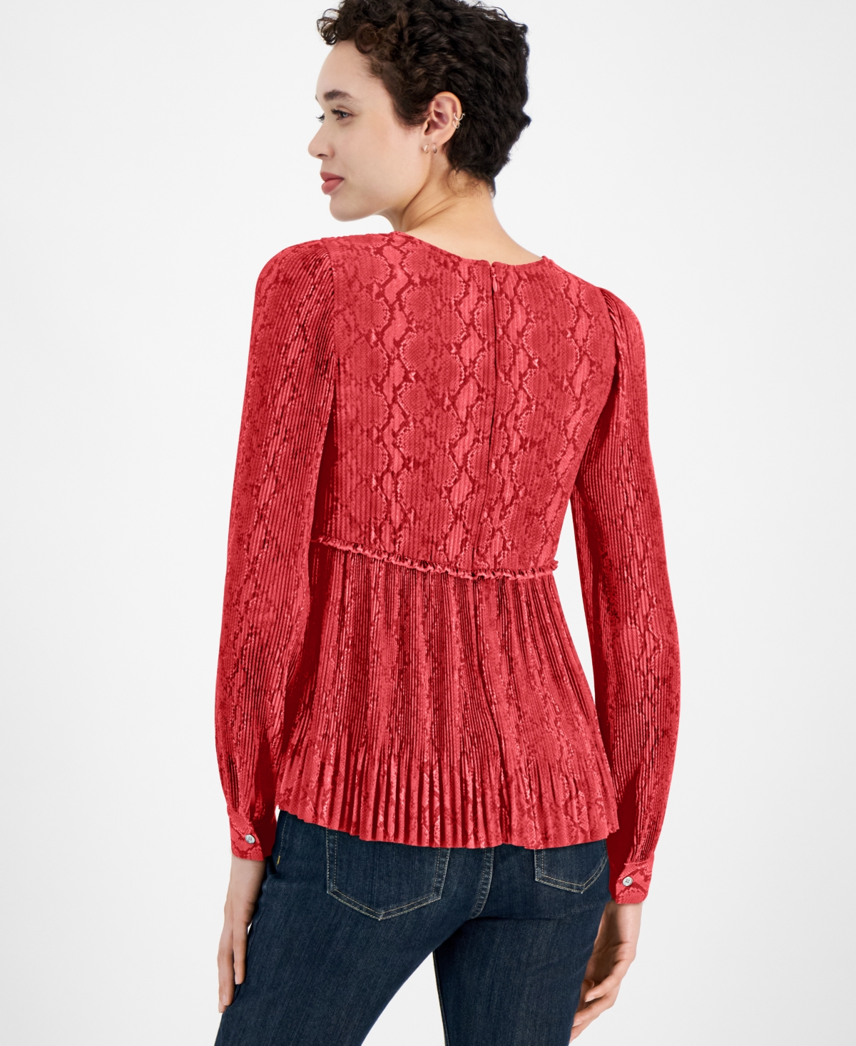 Michael Michael Kors Women's Printed Pleated Top