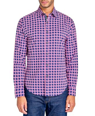 Society of Threads - Men's Regular-Fit Non-Iron Performance Stretch Geo Print Button-Down Shirt