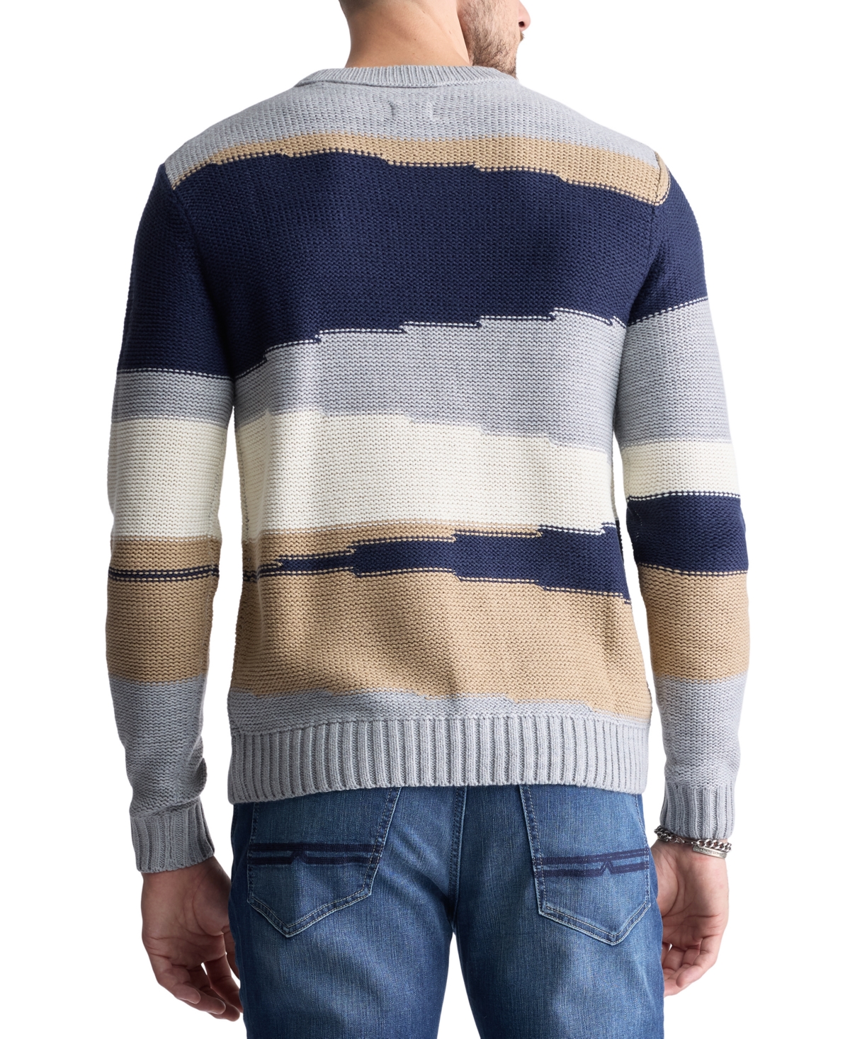 Men's Wollen Long Sleeve Colorblocked Crewneck Sweater