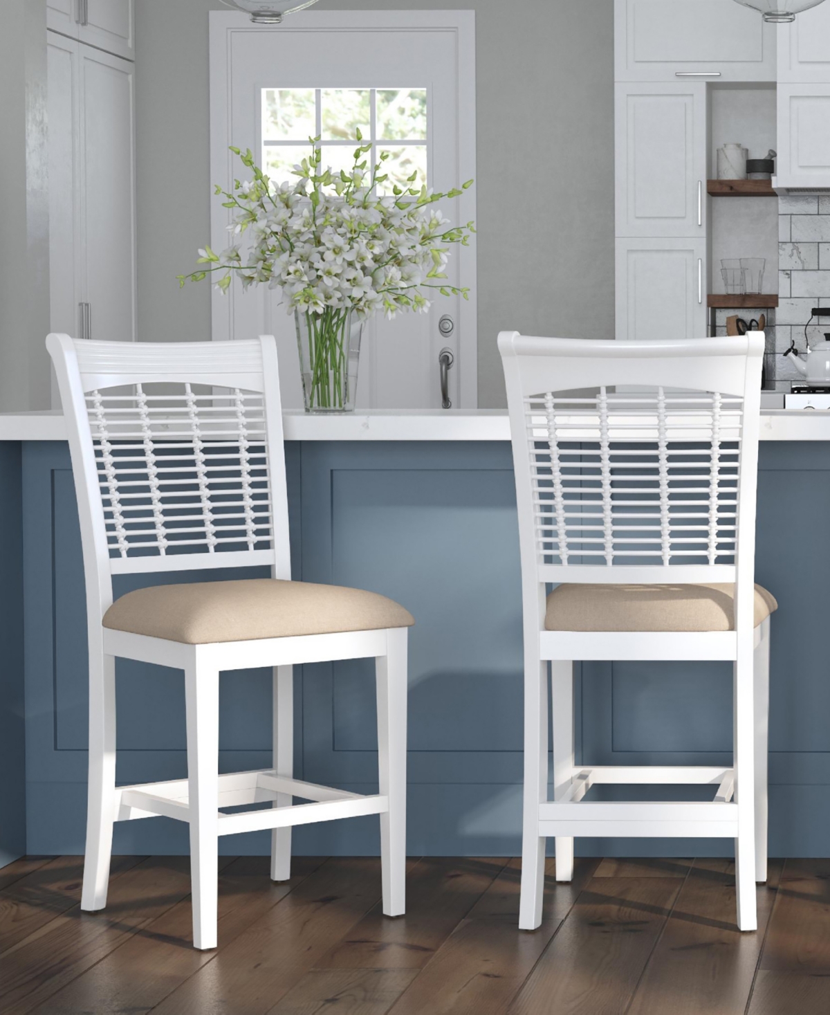 Hillsdale 42.5" Wood Bayberry Counter Height Stool In White
