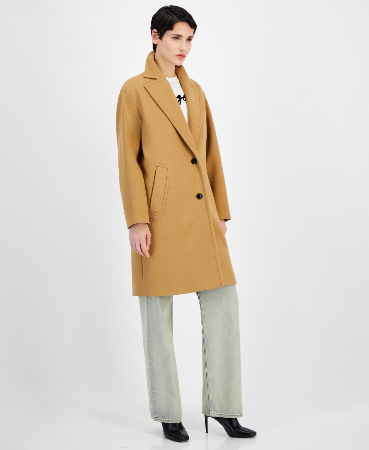 Hugo Women's Peak-Lapel Long-Sleeve Trench Jacket